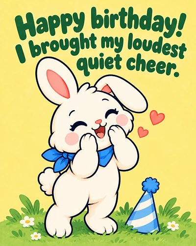 Happy birthday! I brought my loudest quiet cheer.